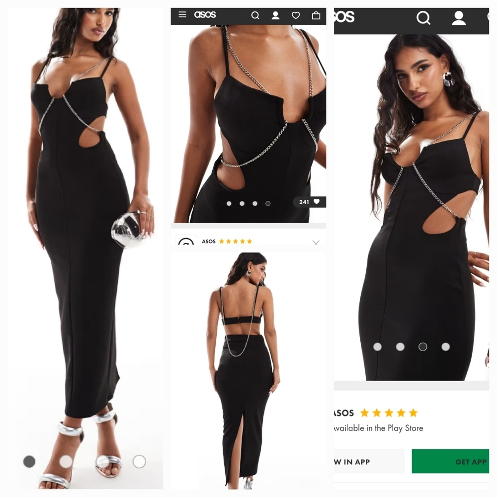 ASOS Black Bodycon Dress with Cut Out and Slit